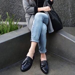 Steve Madden Magan Black Leather Mules